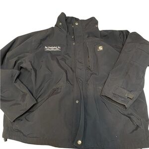 Carhartt Black Raincoat Jacket with Logo Patch